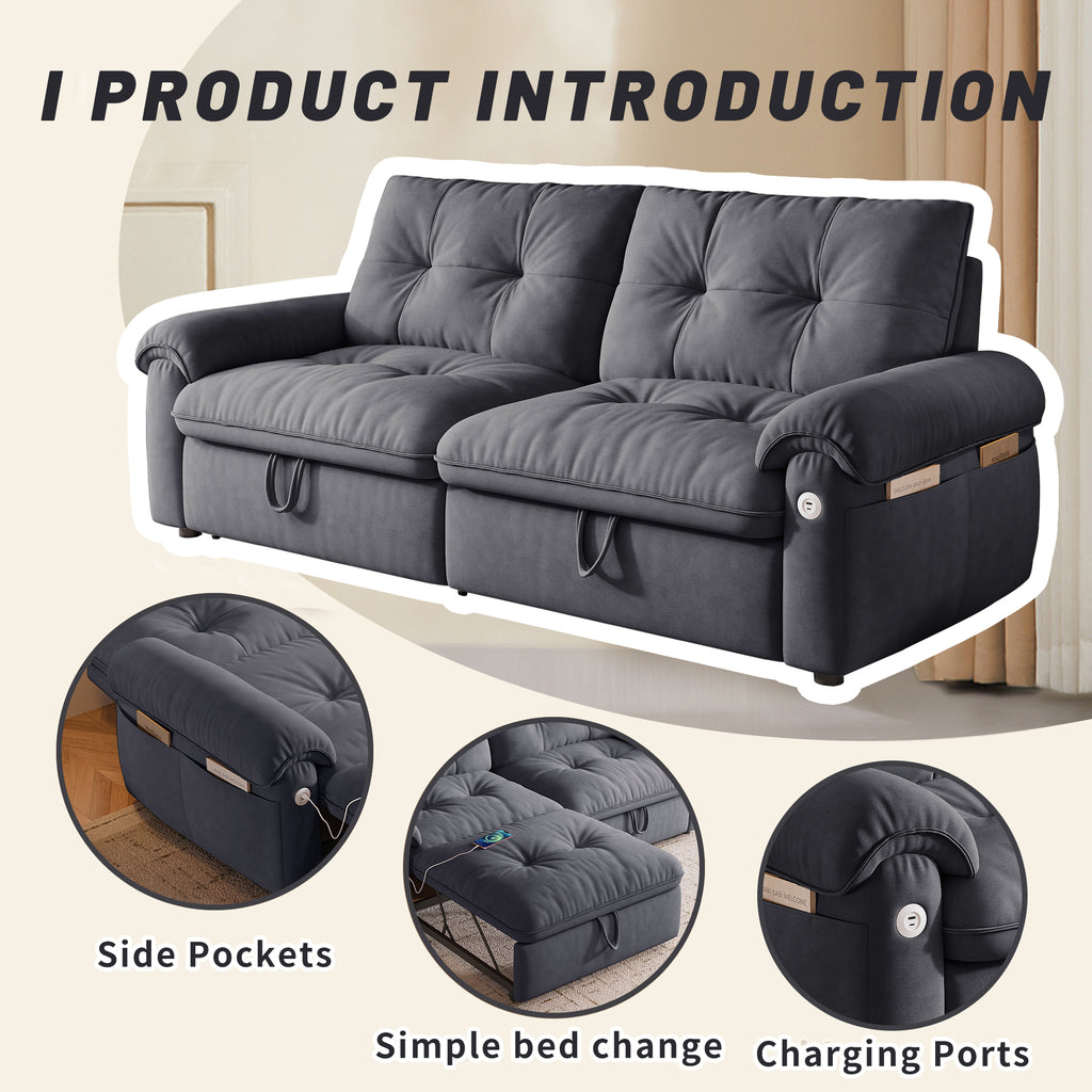 W3820S00027, a 77-inch convertible sofa bed, and a 2-in-1 piece suitable for both sitting and lying. Made of cloud-like fabric, it is applicable to living rooms, bedrooms and apart - Grand Goldman Shop