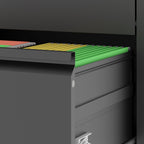 Premium 2 Drawer Metal Lateral File Cabinet with Lock, Black Steel Wide Horizontal Filing Cabinets for Home Office | Premium 