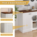 Modern Fluted Sideboard Buffet Cabinet with 4 Doors 3 Drawers, White MDF Storage Console Table for Living Room Dining Room Entryway, 63.11' L x 15.75' W x 32' H - Grand Goldman Shop