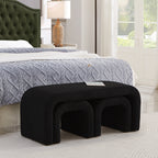 Set of 3 U-Shaped Modern Bench Teddy  Ottoman Bench for Entryway, Bedroom End of Bed, Set of 3 Small Sofa Footrest Extra Seating for Living Room, 44+18 Inch Bench Bench & Ottoman- Black - Grand Goldman Shop