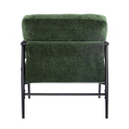 Modern Accent Chair with Plush Cushions, Minimalist Metal Frame, Wooden Armrest Design, Green - Grand Goldman Shop