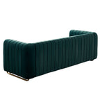 Contemporary Velvet Sofa Couch 84.25''W for Living Room, Green - Grand Goldman Shop