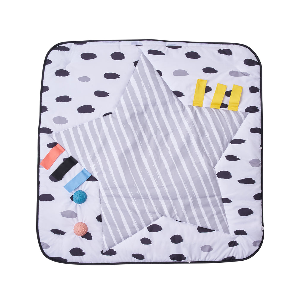 Baby Play Gym Mat Tummy Time Activity Mat with 6 Sensory Toys 34.4' x 34.4' - Grand Goldman