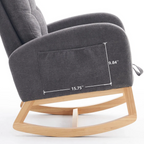 LY-5104 Gray Accent Rocking Chair with Footrest High Back Rubber Wood Rocking Legs - Grand Goldman Shop