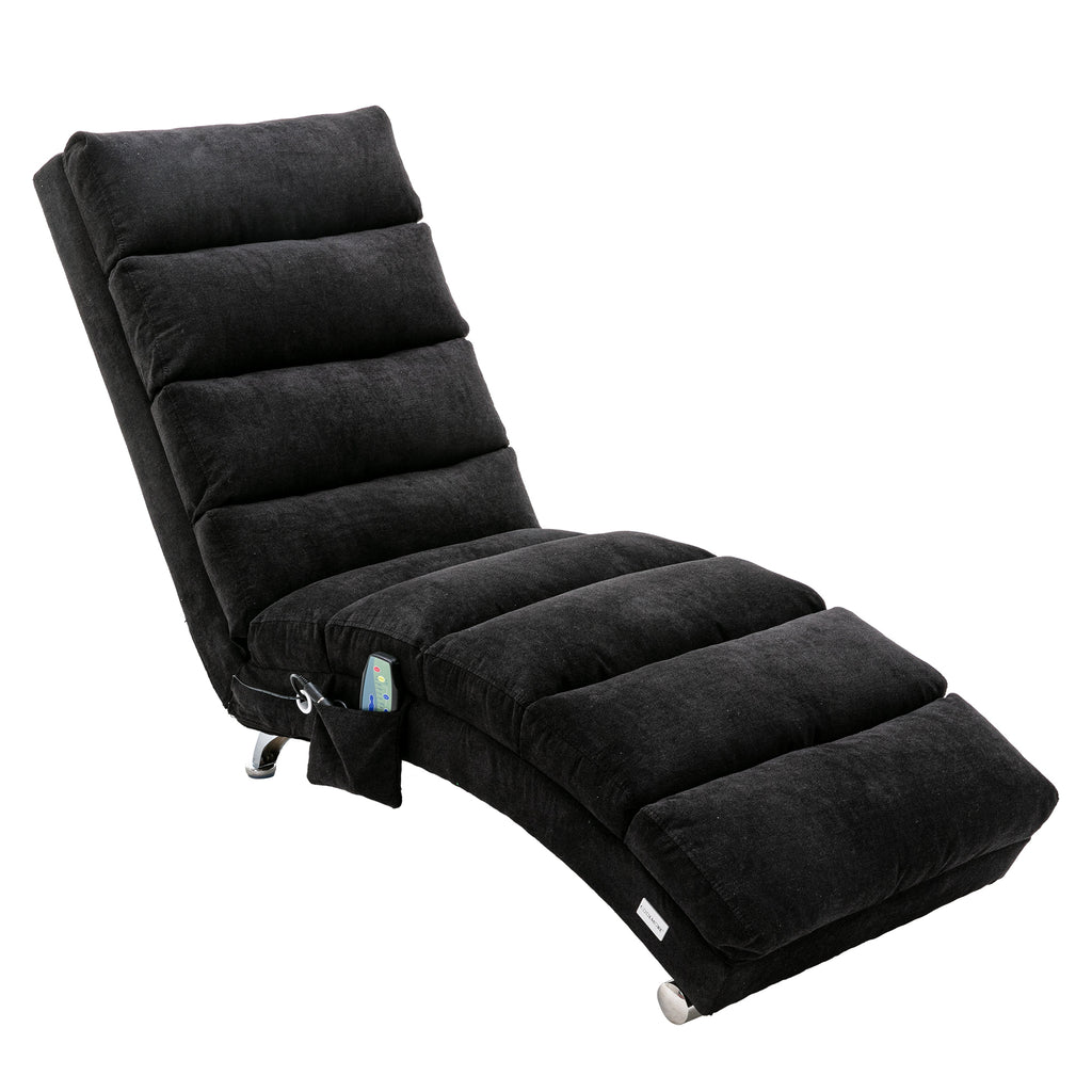 COOLMORE Luxury Upholstered Chaise Lounge Chair with Vibration for Relaxation, Modern Fixed Back Fabric Leisure Recliner Sofa for Living Room/Bedroom - Grand Goldman Shop