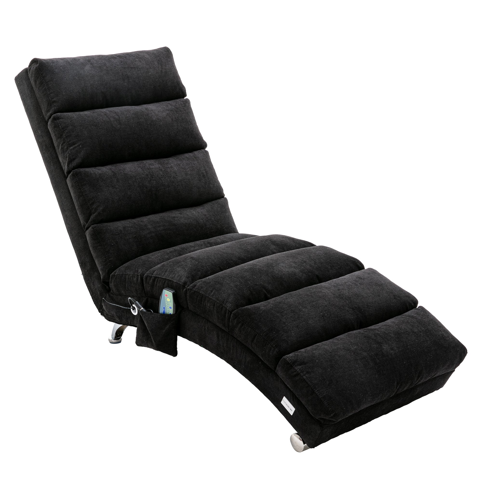 COOLMORE Luxury Upholstered Chaise Lounge Chair with Vibration for Relaxation, Modern Fixed Back Fabric Leisure Recliner Sofa for Living Room/Bedroom - Grand Goldman Shop