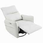 270° Power Swivel Rocker Recliner Chair, PU Leather Electric Glider Reclining Sofa with USB Ports, Power Swivel Glider, Rocking Chair,Nursery Recliners for Living Room Bedroom(Light Gray+270°Swivel) - Grand Goldman Shop
