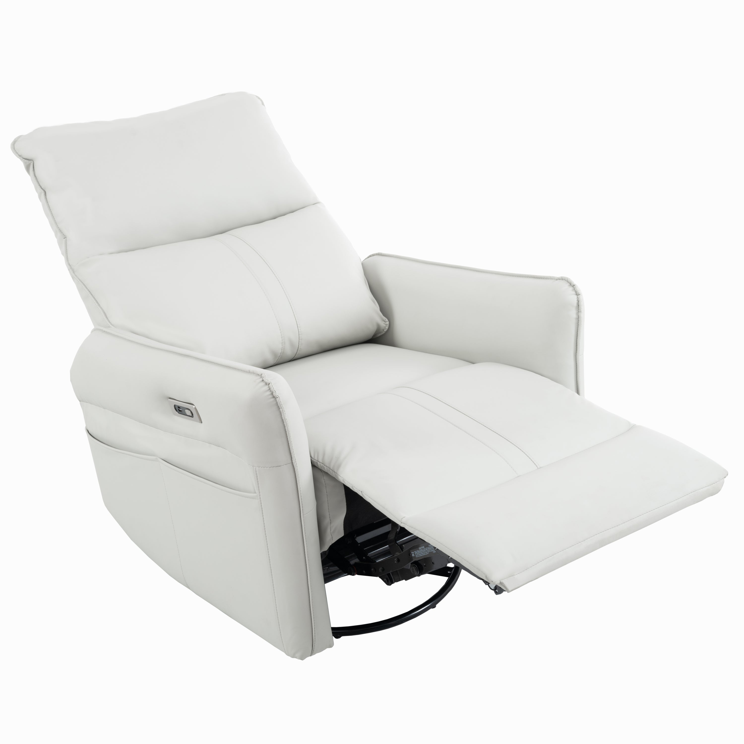 270° Power Swivel Rocker Recliner Chair, PU Leather Electric Glider Reclining Sofa with USB Ports, Power Swivel Glider, Rocking Chair,Nursery Recliners for Living Room Bedroom(Light Gray+270°Swivel) - Grand Goldman Shop