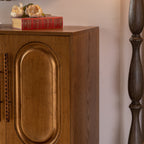 59.84' Gold-Toned 4-Door Sideboard Buffet Cabinet - Solid Wood & MDF Arched Door Storage Console Table for Dining Room/Living Room - Grand Goldman Shop