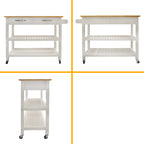 Kitchen Island & Kitchen Cart, Rubber Wood Top, Mobile Kitchen Island with Two Lockable Wheels, Simple Design for Easy Storing and Fetching, Two Drawers Give Unique Storage for Special Utensil. - Grand Goldman Shop