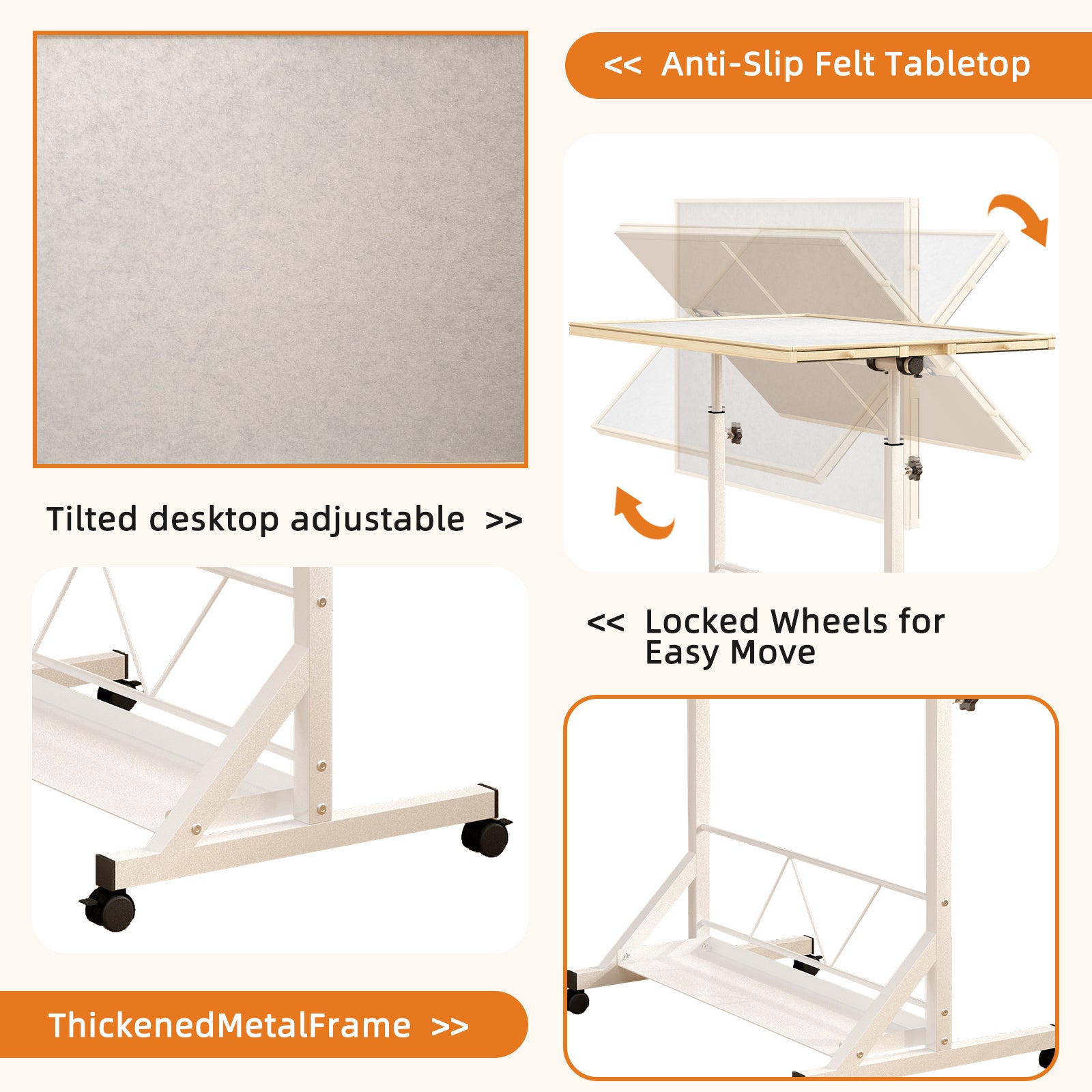 (WHITE) Wooden 1500 Piece Puzzle Table with Drawer, 35'*27.17' Adjustable Puzzle Table, 360° Tilting Puzzle Table with Legs a