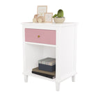 Pink+Golden Handle Wooden Nightstand 26.77''H with One Drawer One Shelf for Kids and Adults - Grand Goldman Shop