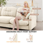 Loveseat Cloud Sectional Couches  Chenille Fabric, Quilted Pleated Design, Ergonomic Design, High-Density Foam Easy Install Elegant Armrests High Quality Wooden Base,Fits Living Rooms,Beige - Grand Goldman Shop