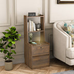 Nightstand with Charging Station, Smart Nightstand with Night Light, Modern Night Stand with Bookshelf, Bedside Tables with Storage Cabinet for Bedroom, Wood - Grand Goldman Shop