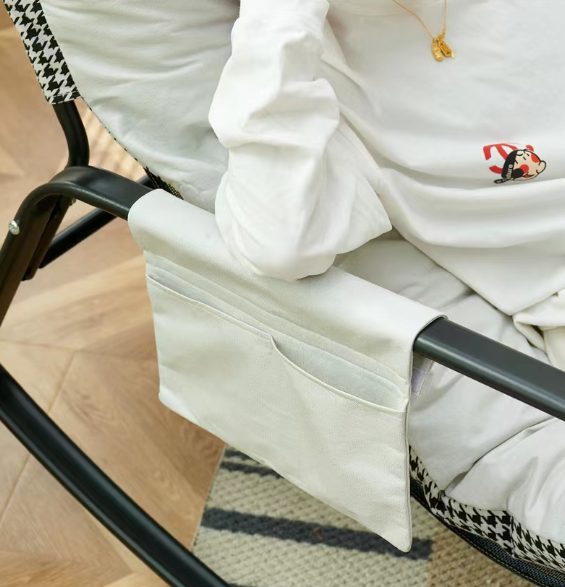 Rocking Chair with Extra-Wide Technical leather Upholstered Gliding Chair Boucle Reclining Chair, Modern Accent Chair for Living Room Nursery Bedroom -white - Grand Goldman Shop