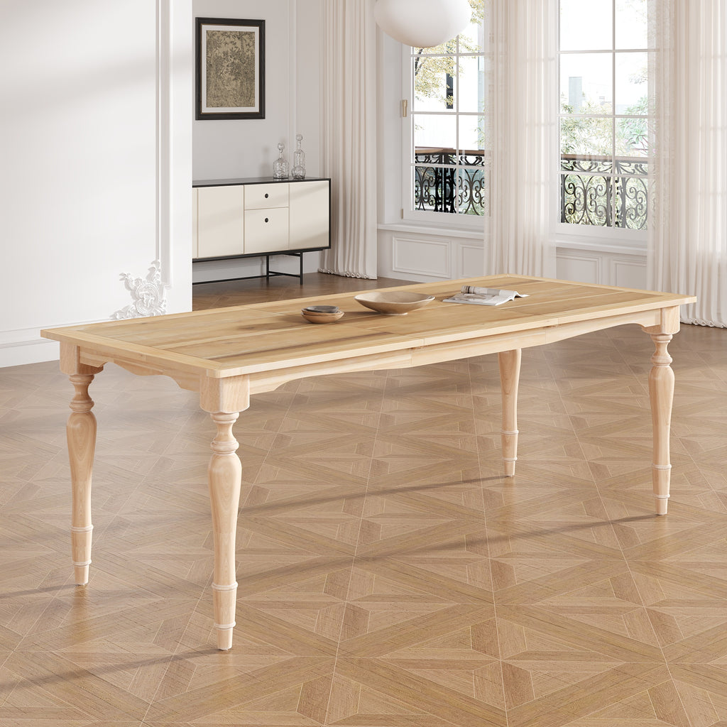 TOPMAX Vintage Traditional 82.7inch Extendable Dining Table with 23.6inch Removable Leaf, Natural - Grand Goldman Shop