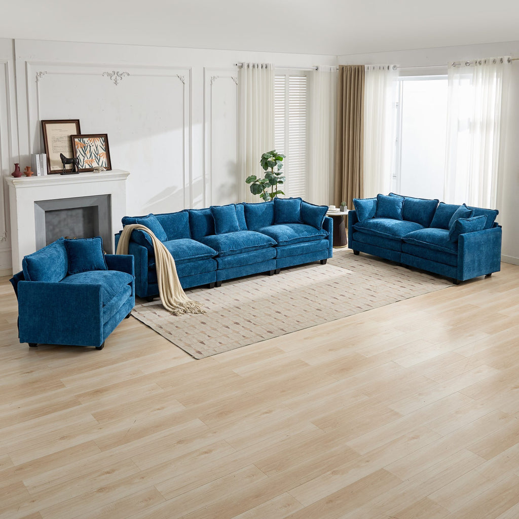 Cloud Sofa one Seat (Armrests are not included), Modern Sectional Couch, for Living Room Bedroom and Apartment, Comfy Double Layer Upholstered Seat Cushion, Breathable Chenille Fabric, Blue - Grand Goldman Shop