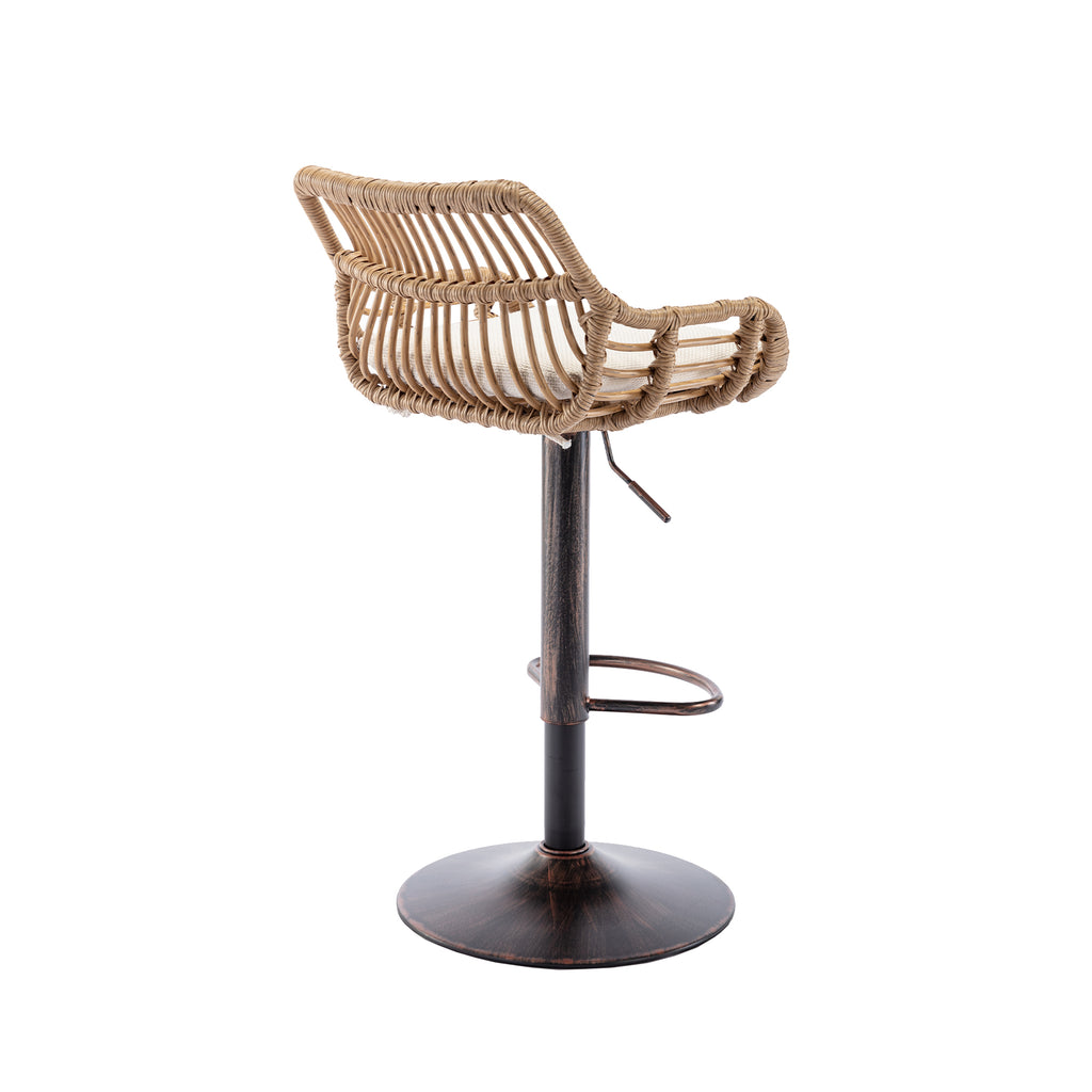 COOLMORE Modern Swivel Bar Stools Set of 2 with Adjustable Counter Height and Footrest in Beige Linen - Grand Goldman Shop