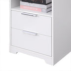 Nightstand with Charging Station,End Table with 2 Drawers,Wooden End Table with Drawer and Opening Shelf,Side Table for Bedroom, White - Grand Goldman Shop