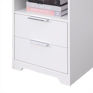 Nightstand with Charging Station,End Table with 2 Drawers,Wooden End Table with Drawer and Opening Shelf,Side Table for Bedroom, White - Grand Goldman Shop