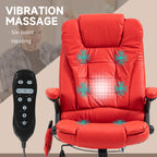 HOMCOM High Back Vibration Massage Office Chair with 6 Vibration Points, Heated Reclining PU Leather Computer Chair with Armr