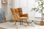 050-Teddy Fabric Rocking Gilder Nursery Chair For Living Room Indoor,Khaki - Grand Goldman Shop