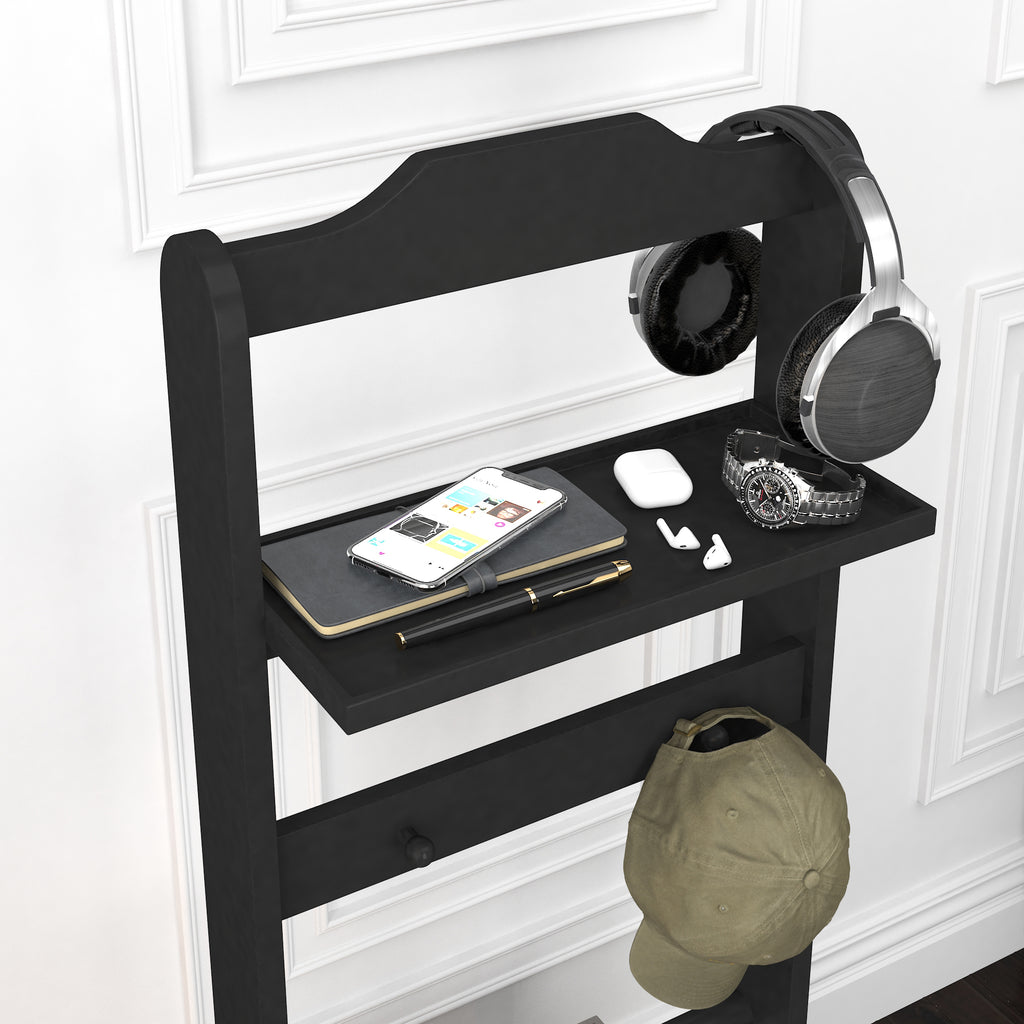 Accent Portable Garment Rack,Clothes Valet Stand with Storage Organizer,Black Finish - Grand Goldman Shop