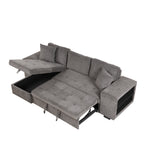 104.5' Modern L-Shape 3 Seat Reversible Sectional Couch, Pull Out Sleeper Sofa with Storage Chaise and 2 Stools for Living Room Furniture Set,Knox Charcoal (old sku:SG000431AAA) - Grand Goldman Shop