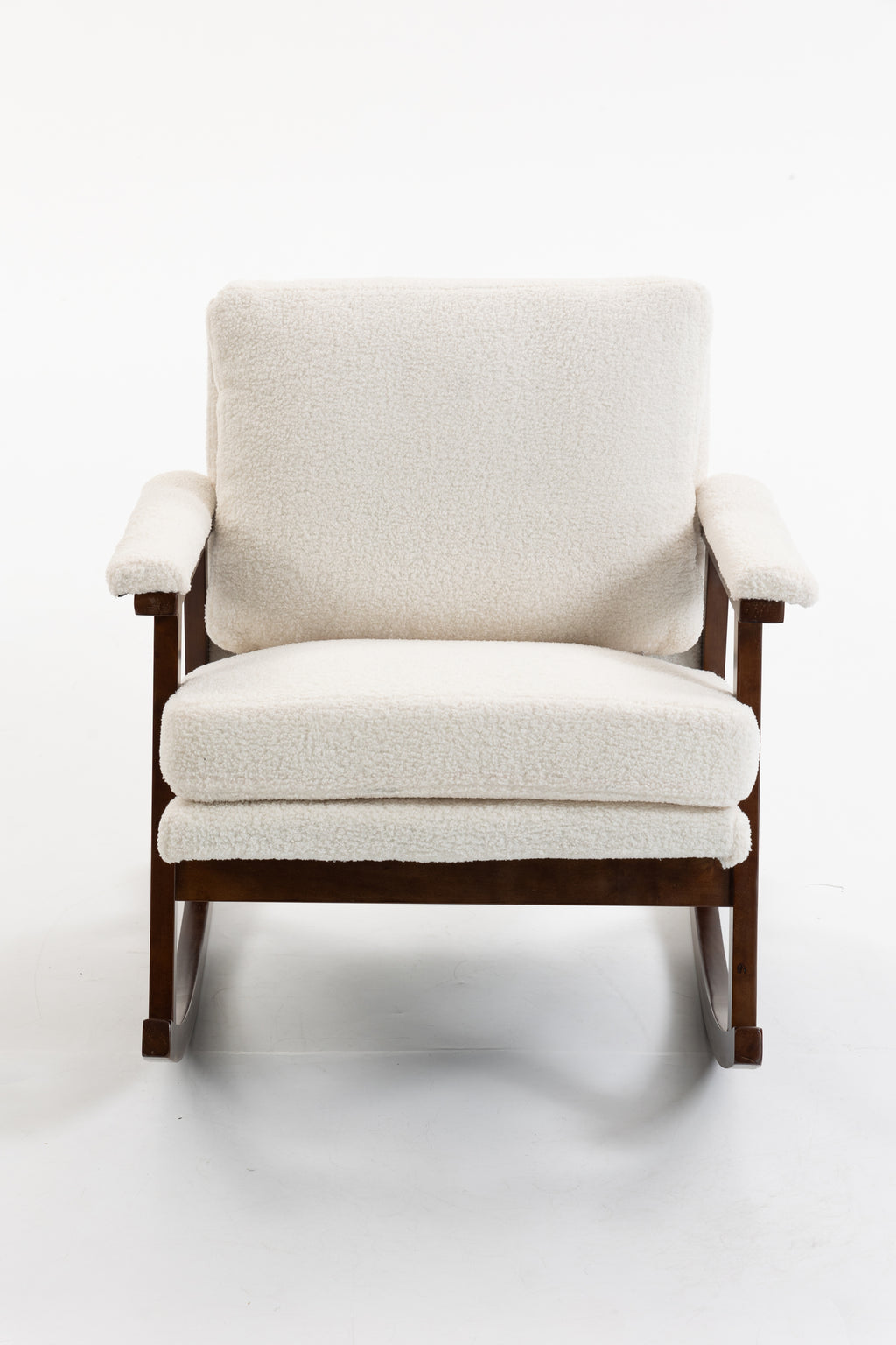 Mid Century Modern Accent Chair ,rocking chair with Wood Frame, Upholstered Living Room Chairs , Reading Armchair for Bedroom Sunroom - Grand Goldman Shop
