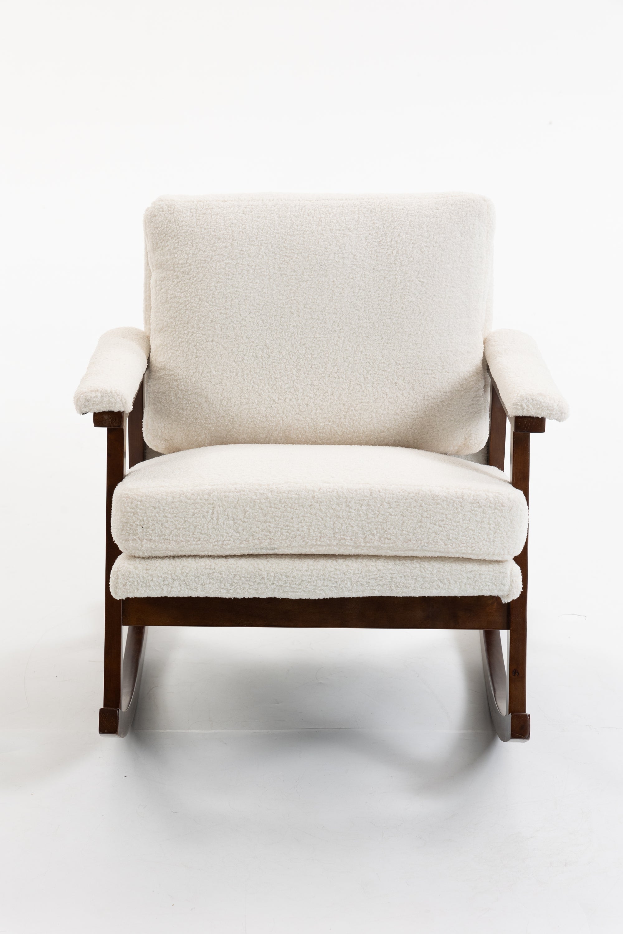 Mid Century Modern Accent Chair ,rocking chair with Wood Frame, Upholstered Living Room Chairs , Reading Armchair for Bedroom Sunroom - Grand Goldman Shop