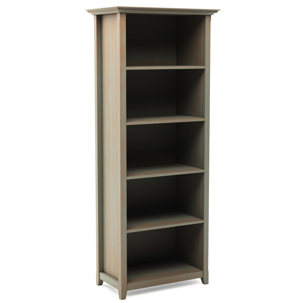 Amherst 30 inch Solid Wood 5 Shelf Bookcase in Distressed Grey - Shop Quality Furniture at Grand Goldman