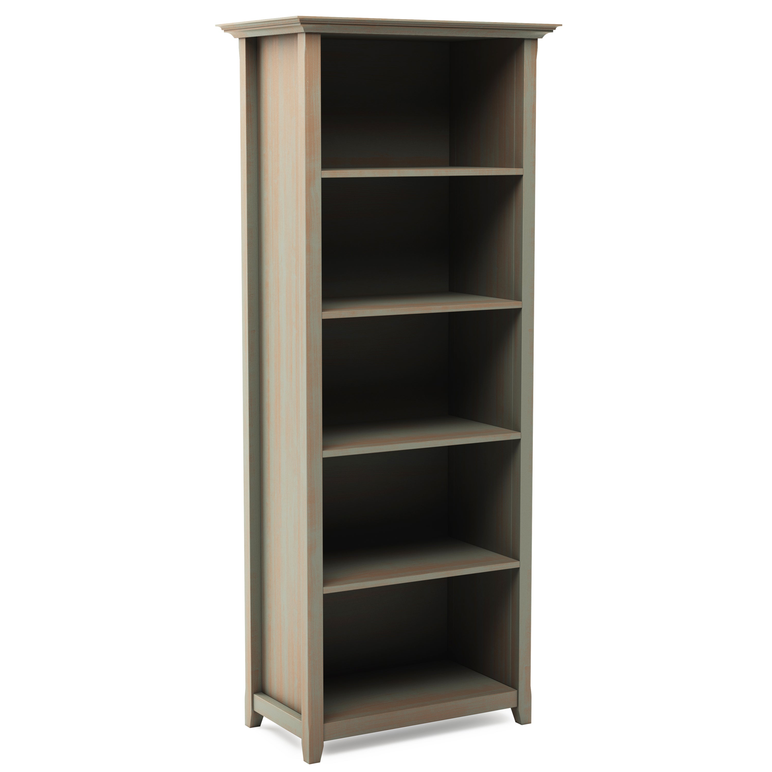 Amherst 30 inch Solid Wood 5 Shelf Bookcase in Distressed Grey - Shop Quality Furniture at Grand Goldman