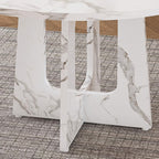 Modern Farmhouse 47.24' Round Dining Table for 4 with Marble White Finish MDF and Iron - Grand Goldman Shop