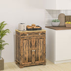 HOMCOM Sideboard with Solid Wood Countertop, Modern Kitchen Storage Cabinet, Coffee Bar Cabinet with 2 Drawers, Doors and Adj