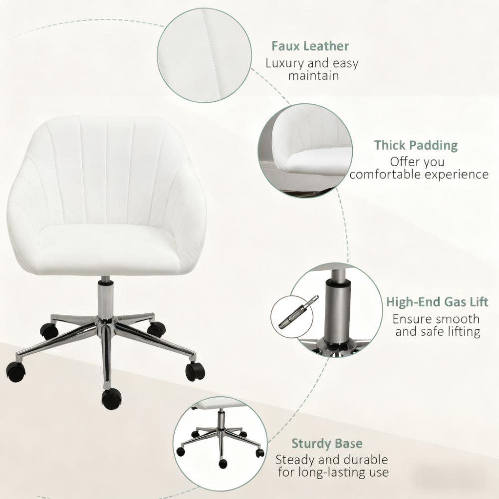 Faux Leather Office Chair, Adjustable Swivel Design for Home Office, Sleek Modern Look & Comfy Seating | Premium Home Decor -
