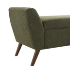 Modern Storage Bench with Mid-Century Wood Legs, 60'' Olive Green Teddy Fabric Upholstered Bench with Storage for Living Room & Bedroom - Grand Goldman Shop