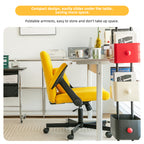 Modern Yellow Linen Criss Cross Armrest Office Chair with Wheels - Ergonomic Design for Home Office, Work & Study | Premium H