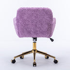 A&A Furniture Home Office Chair Violet Velvet with Golden Metal Base Adjustable Swivel - Grand Goldman