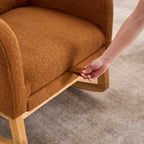LY-5104 Caramel Accent Rocking  Chair with  Footrest High Back Rubber Wood Rocking Legs Bedroom Living Space   26.77D X 38.36W X 39.76H Inch - Grand Goldman Shop