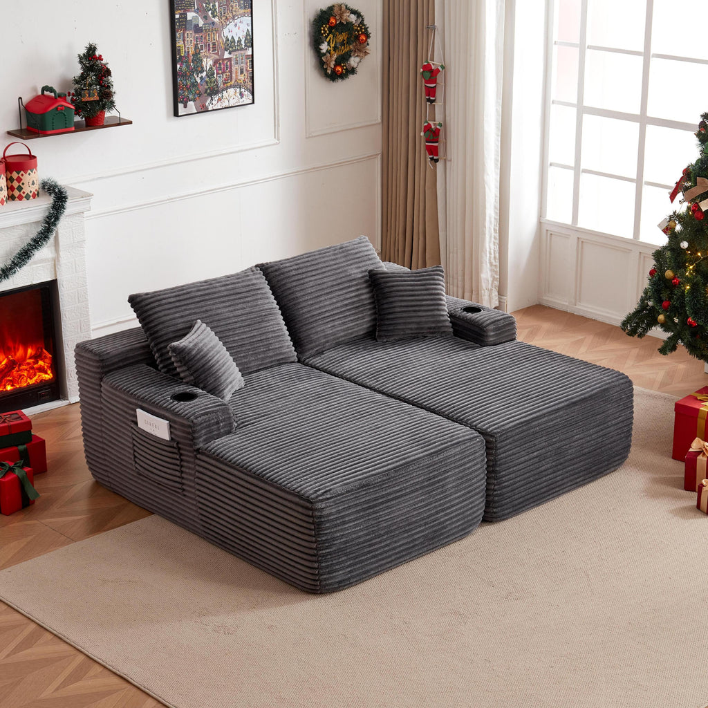 69'Cloud Sectional Couch, L-Shape Chaise with R-Shape Chaise with Deep Seat and Comfortable 2 Seater Couch for Modern Living Room,(Plush Fabric),Grey - Grand Goldman Shop