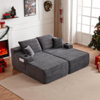 69'Cloud Sectional Couch, L-Shape Chaise with R-Shape Chaise with Deep Seat and Comfortable 2 Seater Couch for Modern Living Room,(Plush Fabric),Grey - Grand Goldman Shop