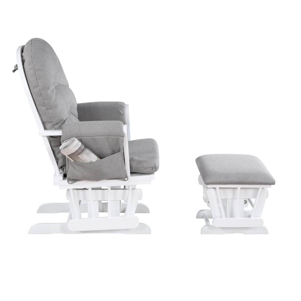 Mason Glider and Ottoman White Wood and Oyster Fabric - Grand Goldman Shop