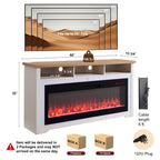 60 inch Fireplace TV Stand for TVs up to 70',with 50'smart Electric Fireplace,white - Grand Goldman Shop