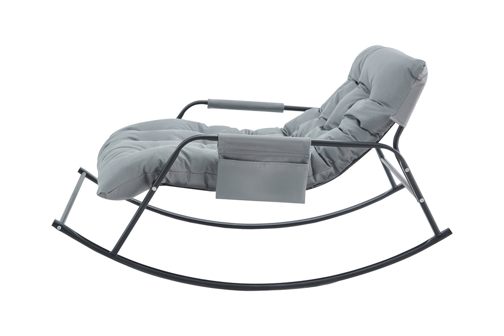 Rocking Chair with Extra-Wide Technical leather  Upholstered Gliding Chair Boucle Reclining Chair, Modern Accent Chair for Living Room Nursery Bedroom -Grey - Grand Goldman Shop