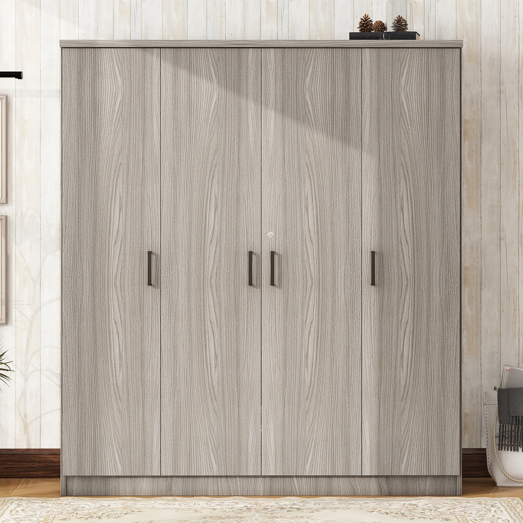 4-Door Wardrobe with 1 Drawer, Gray - Grand Goldman Shop