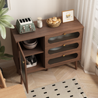 Accent Cabinet with 3 Drawers and Door, Wooden Storage Cabinet with Shelves, Sideboard for Living Room, Entryway, Natural - Grand Goldman Shop