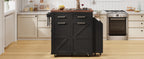 K&K 47.2' Farmhouse Kitchen Island with Drop Leaf, Kitchen Storage Island with Removable Side Racks, Two Drawers, Rolling Kitchen Cart on Wheels with Towel Rack, for Home, Kitchen, Dining Room, Black - Grand Goldman Shop