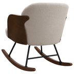 Valera Beige Boucle Upholstered Mid Back Rocking Chair with Walnut-Finished Frame and Wooden Rockers - Grand Goldman Shop