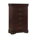 Contemporary Louis Philip Cherry Finish Chest with Five Drawers Solid Wood Ample Storage - Grand Goldman Shop