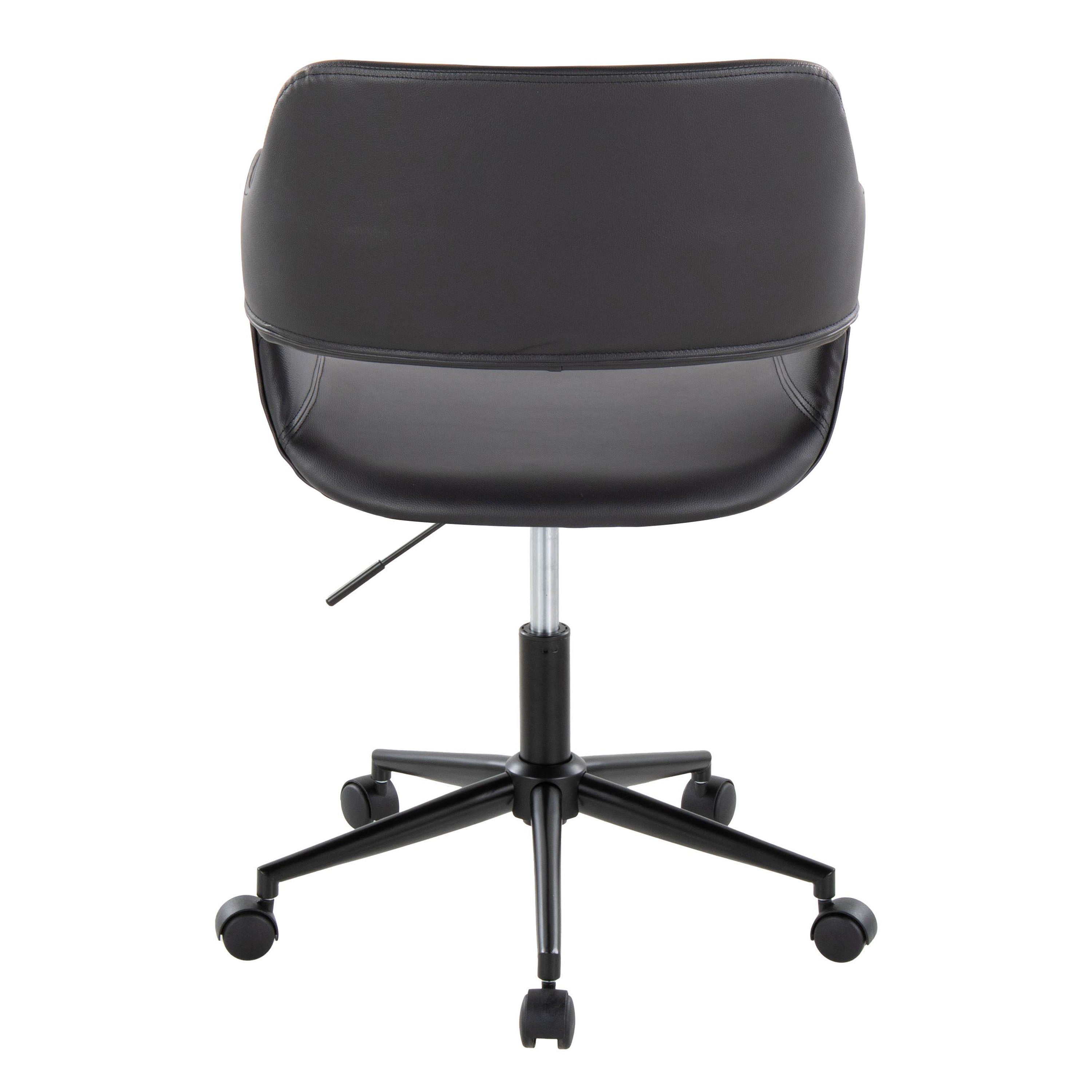 Contemporary Task Chair in Black Metal and Black Faux Leather | Premium Home Decor - Grand Goldman